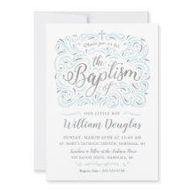Invitation de baptême Faux Silver Boy