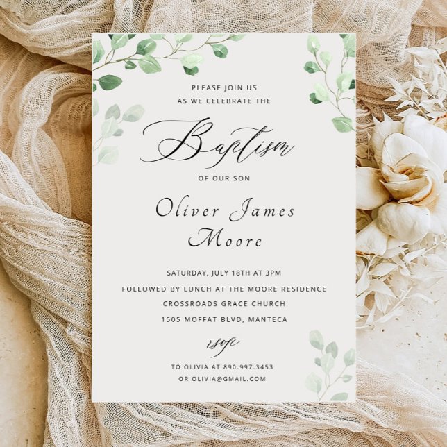 Invitation de Baptême Floral (Créateur téléchargé)
