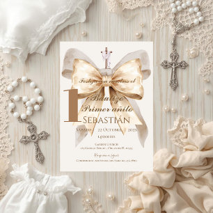 Invitation de baptême garçon en espagnol Boho