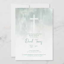 Invitation de Baptême Garçon Verte Invitation Espa