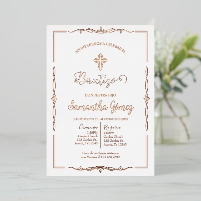 Invitation de baptême pour fille (Debout devant)