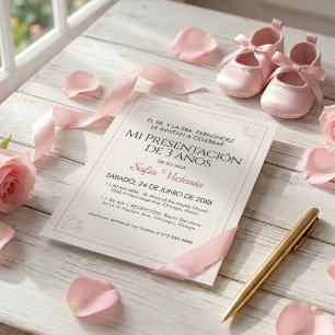 Invitation de baptême rose – Mi Presentación Girl