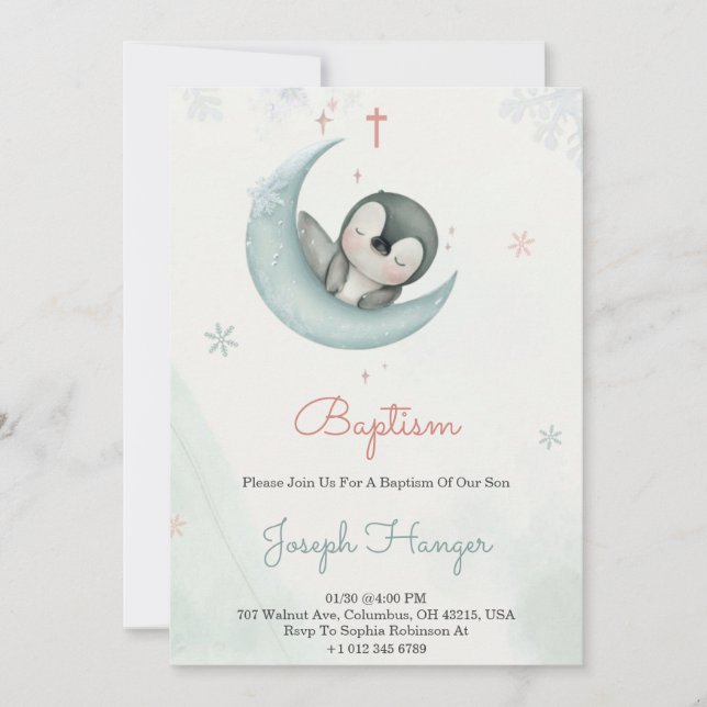 Invitation de baptême sur le thème des animaux mig (Devant)