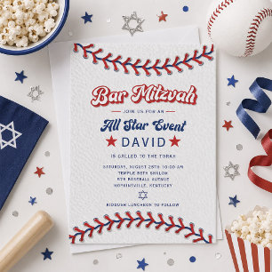 Invitation de Bar Mitzvah de baseball Toutes Étoil