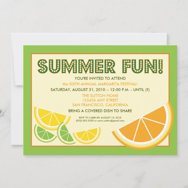 Invitation de barbecue d'amusement d'été d'agrume (Devant)