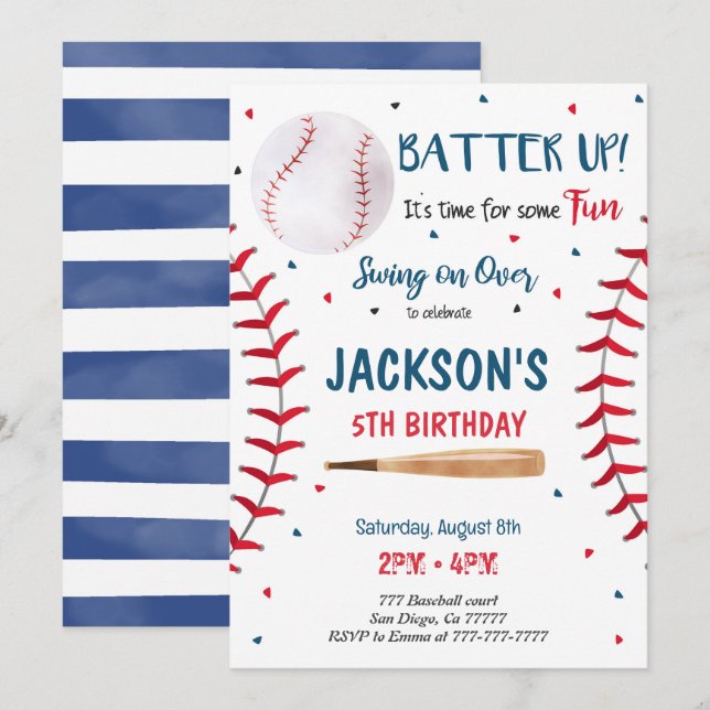 Invitation de baseball (Devant / Derrière)