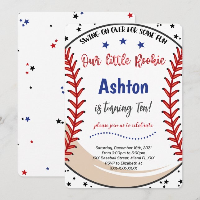 Invitation de baseball (Devant / Derrière)