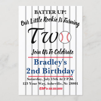 Invitation de baseball 2e anniversaire