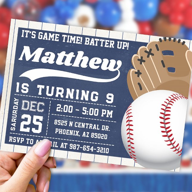 Invitation de baseball, Invitation d'anniversaire  (Créateur téléchargé)