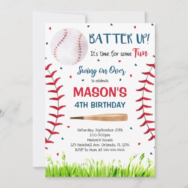 Invitation de baseball, Invitation de baseball, Ba (Devant)