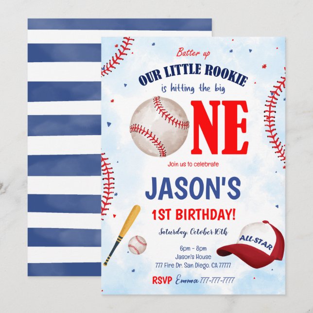 Invitation de baseball modifiable (Devant / Derrière)