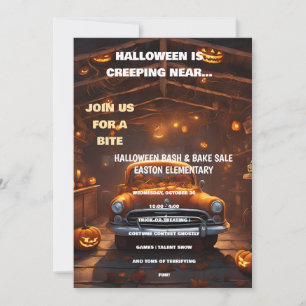 Invitation de Bash Halloween avec Orange Car