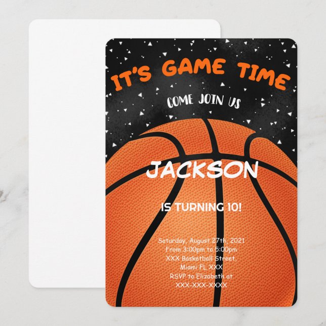 Invitation de basket-ball (Devant / Derrière)