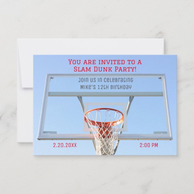 Invitation de basket-ball pour garçons (Devant)