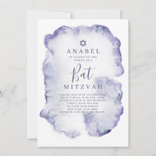 Invitation de Bat Mitzvah à l'aquarelle violette