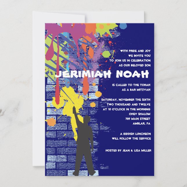 Invitation de bat mitzvah de barre d'artiste de (Devant)