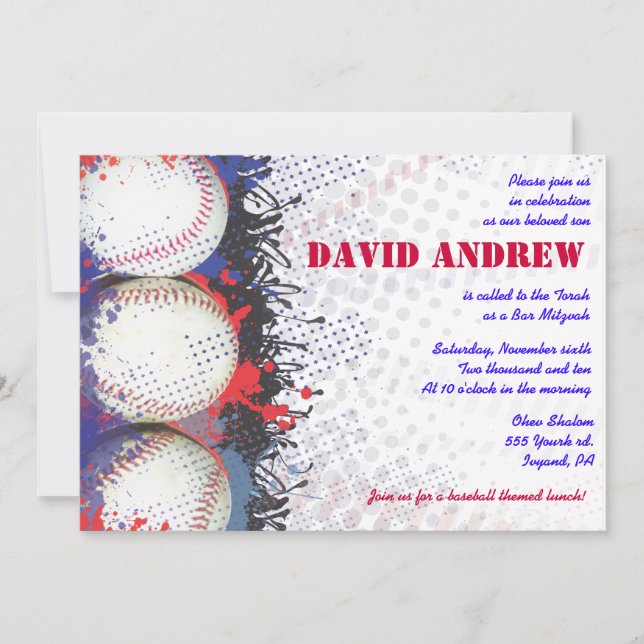 Invitation de bat mitzvah de barre d'éclaboussure (Devant)