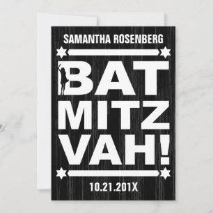 Invitation de Bat mitzvah de grande taille en noir