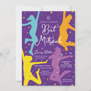 Invitation de Bat Mitzvah fête dansante Colorée