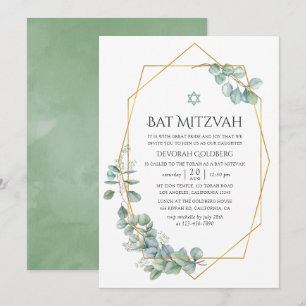 Invitation de Bat Mitzvah géométrique à l'aquarell