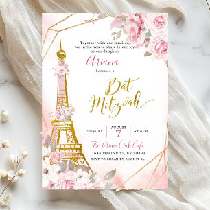 Invitation de Bat Mitzvah Rose Pâle à Paris
