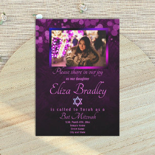 Invitation de Bat Mitzvah Violet Royal avec reflet