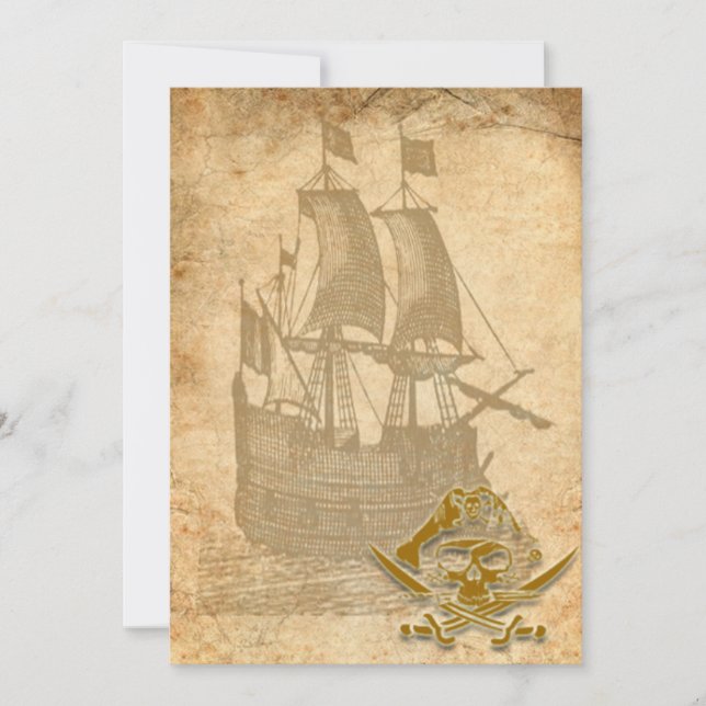 Invitation de bateau et de crâne de pirate (Devant)