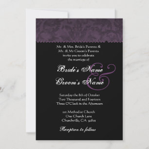 Invitation de Batik Mariage damassé dans le violet