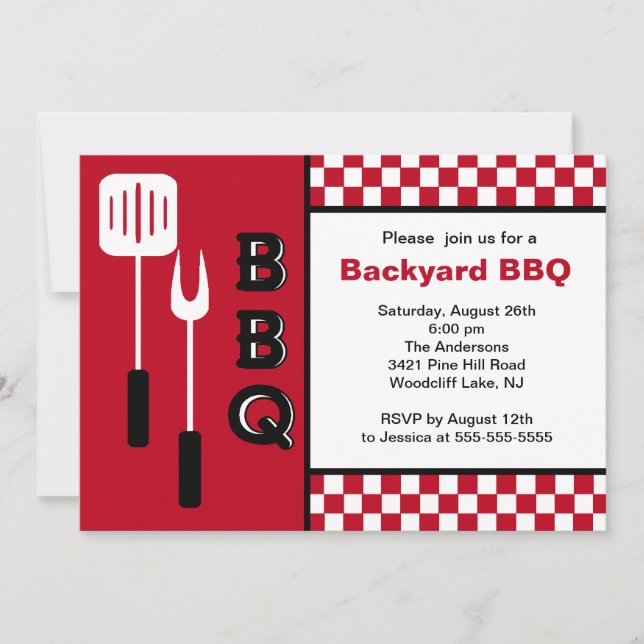 Invitation de BBQ de jardin d'heure d'été (Devant)