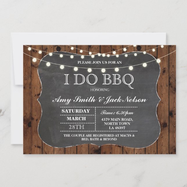 Invitation de BBQ J'AI Rustic Lights Couples Invit (Devant)