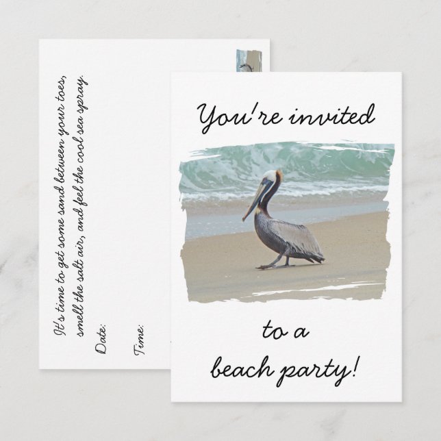 Invitation de Beach Party (Devant / Derrière)