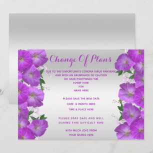 Invitation De beaux pétunias élégants Changement de plans flo