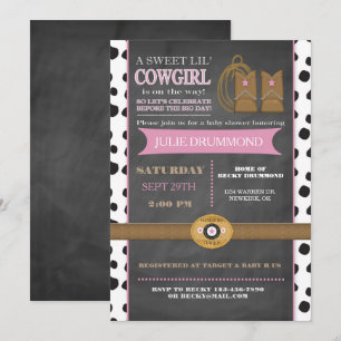 Invitation de bébé de tableau de cow-girl dans le