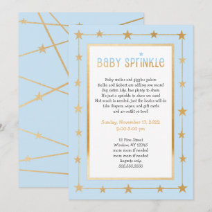 invitation de bébé des Blue Gold Stars