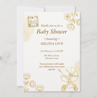 Invitation de bébé - Timbre mignon