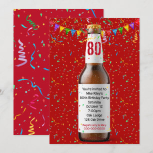 Invitation de biberon de fête du 80e anniversaire