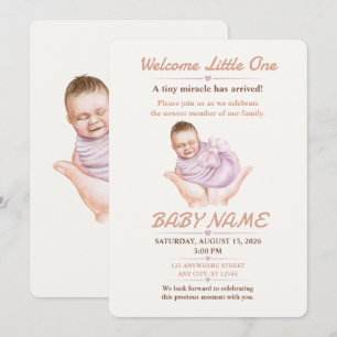 Invitation de bienvenue de nouveau-né minimaliste
