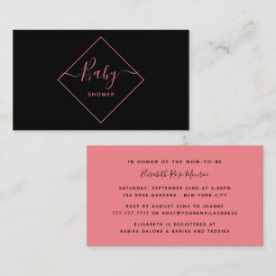 Invitation de billet Baby shower diamant noir et r
