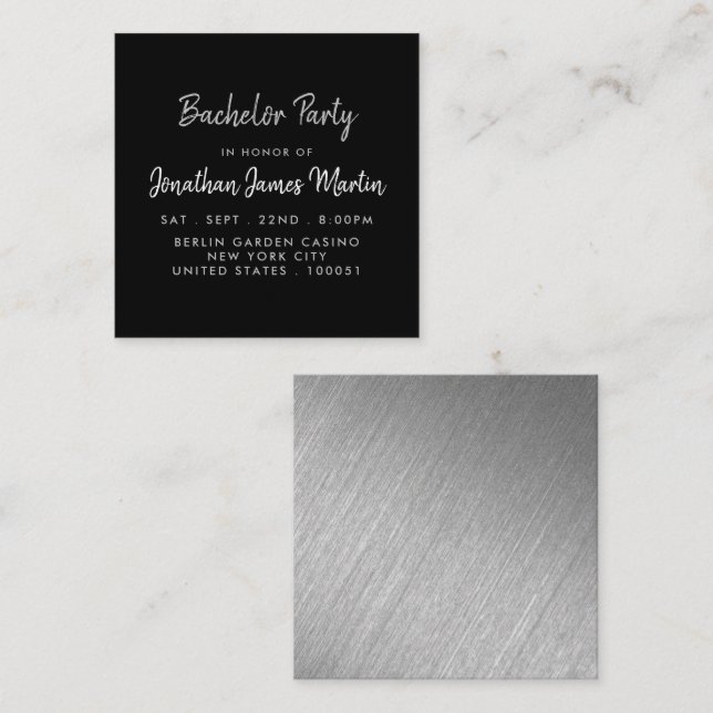 Invitation de billet de Bachelor Foil et Script Ar (Devant / Derrière)