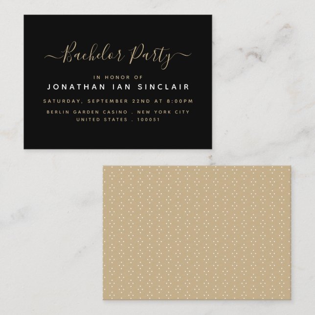 Invitation de billet de Bachelor Party de Script s (Devant / Derrière)