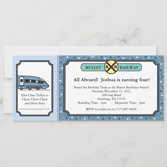 Invitation de billet de chemin de fer de balle (Devant)