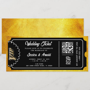 Invitation de billet de fête de mariage doré