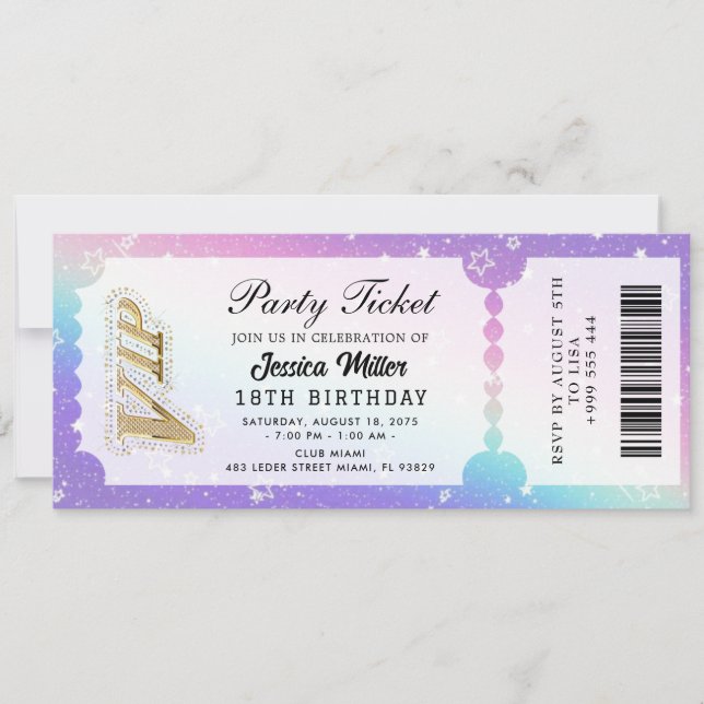 Invitation de billet de fête doré (Devant)