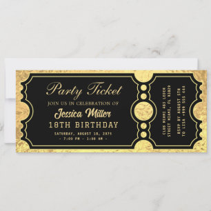 Invitation de billet de fête doré