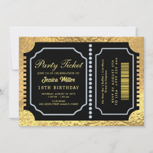 Invitation de billet de fête doré