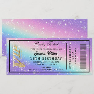 Invitation de billet de fête doré