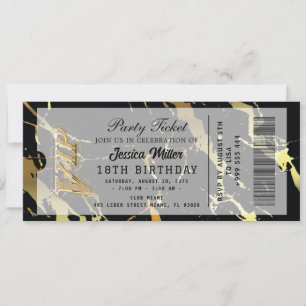 Invitation de billet de fête doré