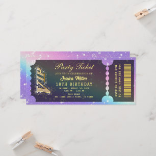 Invitation de billet de fête doré