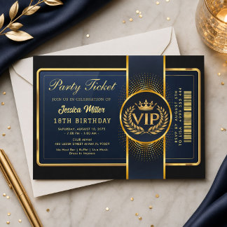 Invitation de billet de fête doré