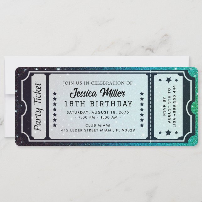 Invitation de billet de fête doré (Devant)